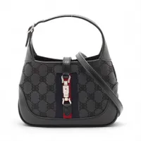 グッチ×バレンシアガ ジャッキー ザ ハッカー プロジェクト キャンバス ショルダーバッグ ブラック