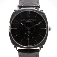 ショーメ ダンディ SS×社外革 手巻き 黒文字盤