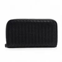 ボッテガヴェネタ マキシイントレチャート レザー ペンケース ブラック