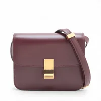 セリーヌ ムートン×レザー ロングブーツ 35 1/2 ブラック ABランクの