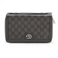 グッチ シェリーライン レザー ボストンバッグ ダークブラウン AB