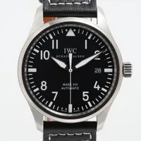 IWC パイロットウォッチ マークXVI IW325501 SS×社外革 AT 黒文字盤