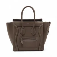 セリーヌ ラゲージ マイクロショッパー レザー ハンドバッグ グレージュ