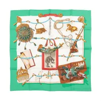 エルメス カレ90 PLUMES 羽根 シルク スカーフ ピンク ABランクの