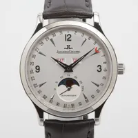 ジャガールクルト マスタームーン 140.8.98.S SS×社外革 AT シルバー文字盤