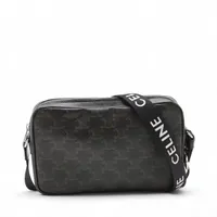 セリーヌ トリオンフ メッセンジャー PVC ショルダーバッグ ブラック