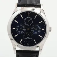 カルレイモン SS×革 QZ 青文字盤