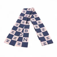 シャネル ココマーク ロゴ シルク スカーフ 23C ネイビー×ピンク
