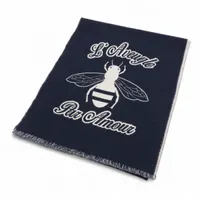 グッチ ビー ウール マフラー ネイビー