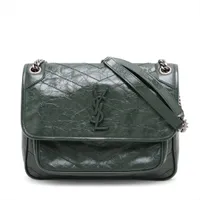 サンローランパリ ニキ レザー チェーンショルダーバッグ グリーン