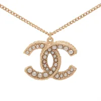 シャネル ココマーク GP×フェイクパール ネックレス 14B ゴールド