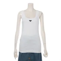 プラダ トライアングルロゴ コットン タンクトップ 23年 36 ホワイト