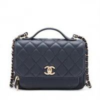 シャネル ビジネスアフィニティ ミディアム キャビアスキン ネイビー ゴールド金具