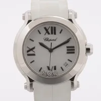 ショパール ハッピースポーツ SS×ラバー QZ 白文字盤