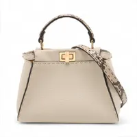 フェンディ セレリア ミニピーカブー レザー 2WAYハンドバッグ ベージュ