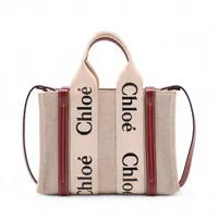 クロエ ウッディ スモール キャンバス 2WAYハンドバッグ ベージュ