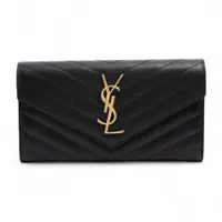 サンローランパリ Vステッチ GUE372264 レザー ロングウォレット ブラック