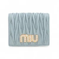ミュウミュウ マテラッセ 5MV204 レザー コンパクトウォレット ブルー