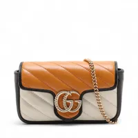 グッチ GGマーモント レザー チェーンショルダーバッグ マルチカラー