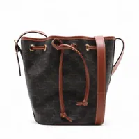 セリーヌ トリオンフ PVC×レザー チェーンショルダーバッグ ブラウン