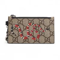 グッチ GGスプリーム スネーク 523903 PVC×レザー コインケース ベージュ