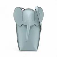 ロエベ エレファント ポケット レザー ショルダーバッグ ブルー