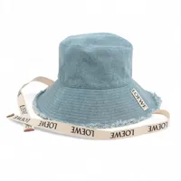 ロエベ×パウラズイビザ フィッシャーマンハット コットンデニム ハット 57 ブルー