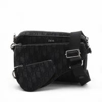 ディオール オブリーク サドル キャンバス ショルダーバッグ ブラック