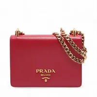 プラダ レザー チェーンショルダーバッグ ピンク