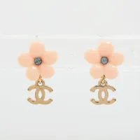 シャネル ココマーク カメリア GP×レジン ピアス(両耳用) 05P ピンク×ゴールド
