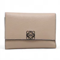 ロエベ アナグラム バーティカル ウォレット スモール レザー コンパクトウォレット ベージュ