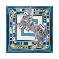 エルメス カレH100 ROBOCABAR ロボカバール カシミヤ×シルク ストール グレー×ネイビー