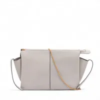 セリーヌ トリフォルド レザー チェーンショルダーバッグ グレー