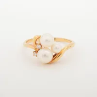 ミキモト パール ダイヤ K18(YG) 約3.5mm～5.5mm