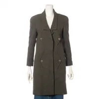 シャネル ココボタン カシミヤ×シルク コート 38 ブラック ABランク