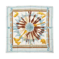 エルメス カレ90 LA PRAIRIE 草原 シルク スカーフ ブルー ABランク