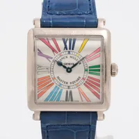 フランクミュラー マスタースクエア 6002LQZ WG×社外革 QZ シルバー文字盤