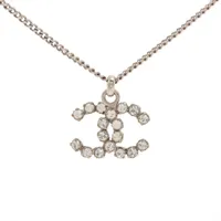 シャネル ココマーク メタル×ラインストーン ネックレス 05V シルバー