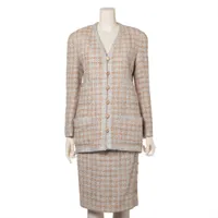 シャネル ココボタン レーヨン セットアップ 93P 38 ベージュ