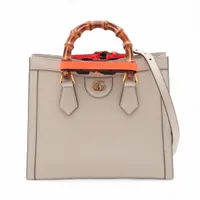 グッチ バンブー ダイアナ レザー 2WAYハンドバッグ ホワイト