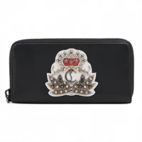 クリスチャンルブタン レザー ラウンドジップウォレット ブルー AB