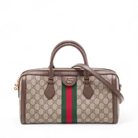 グッチ GGスプリーム オフィディア PVC 2WAYハンドバッグ ブラウン