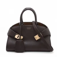 フェラガモ ハグ ミニ レザー 2WAYハンドバッグ ブラウン