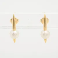 ミキモト パール ダイヤ ピアス K18(WG) 約7.0mm～7.5mm ABランクの