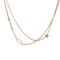 ディオール Petit CD プチCD GP×ラインストーン ネックレス ゴールド