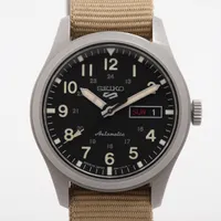 セイコー 5スポーツ SS×ナイロン AT 黒文字盤
