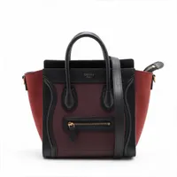 セリーヌ ラゲージ ナノショッパー レザー 2WAYハンドバッグ ボルドー