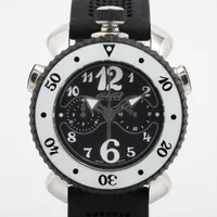 ガガミラノ クロノグラフ MM48 SS×ラバー QZ 黒文字盤 Aランクの買取