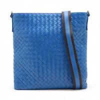 ボッテガヴェネタ イントレチャート レザー ショルダーバッグ ブルー