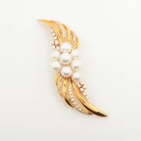 ミキモト パール ダイヤ K18(YG) 約6.5mm～7.5mm